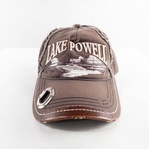 Lake Powell Hat Ball Cap Brown Strapback Distressed Bottle Opener Cotton Twill